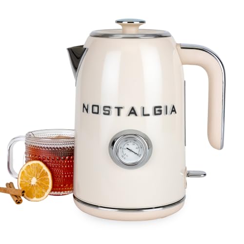 Retro Electric Kettle,1.7L Enamel-Coated Stainless Steel - Cream