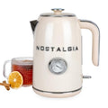 Retro Electric Kettle,1.7L Enamel-Coated Stainless Steel - Cream