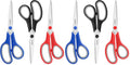 8.5" Household Scissors All Purpose 6 Pack, Red Black Blue Scissors