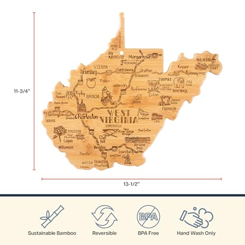 Destination West Virginia State Shaped Cutting Board - view 4