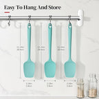 600ºF Heat Resistant Silicone Spoon Spatula Set of 3, Aqua Sky - view 2