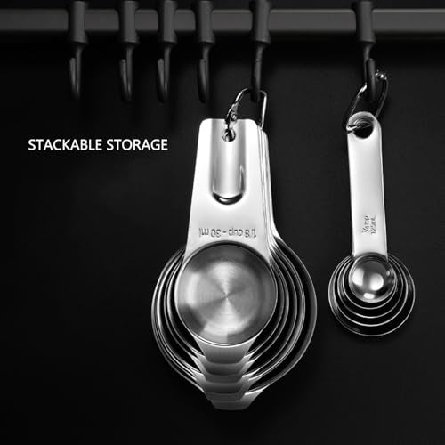 Measuring Cups and Spoons Set Heavy Duty 304 Metal Stainless Steel Measuring Cup Spoon Kitchen Gadgets for Cooking Baking (Set of 17) - view 6