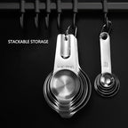 Measuring Cups and Spoons Set Heavy Duty 304 Metal Stainless Steel Measuring Cup Spoon Kitchen Gadgets for Cooking Baking (Set of 17) - view 6