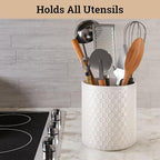 Ceramic Utensil Holder for Kitchen Counter w/ Anti-Slip Base 5.5"W x 6.5"H - view 3