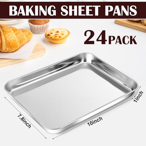 24 Pcs Metal Baking Sheet Pans for Oven, 10 x 8 x 1 Inch - view 2