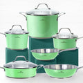 10-Piece Mint Green Nickel Free Stainless Steel Cookware Set - Nickel Free Stainless Steel Pots and Pans Set - Healthy Non-Toxic Induction Cookware Sets