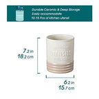 Sabine Ceramic Utensil Holder for Kitchen Counter, 7.2" Large Utensil Crock, Matte Cream Farmhouse Kitchen Utensil Holder, Countertop Organizer for Spoons, Spatulas and Cooking Tools - view 2