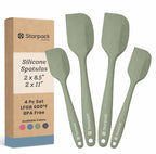 Starpack 'Scrape and Stir' Silicone Rubber Spatula Set (4-Piece) - LFGB Non Toxic, 600°F Heat Resistant, BPA-Free, One-Piece Kitchen Baking Spatulas - Dishwasher Safe for Nonstick Cookware Sage Green