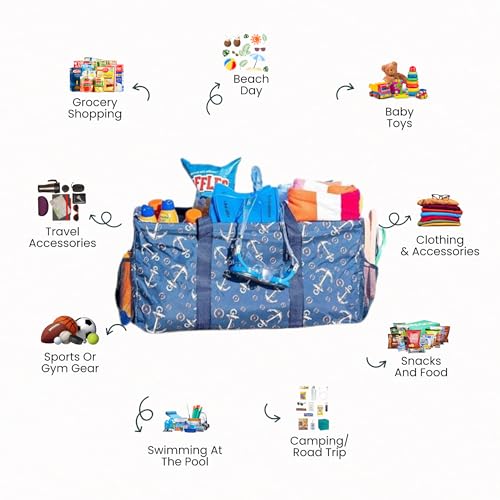 Extra Large Utility Tote Bag - Oversized Collapsible Beach Bag - Anchor - view 3