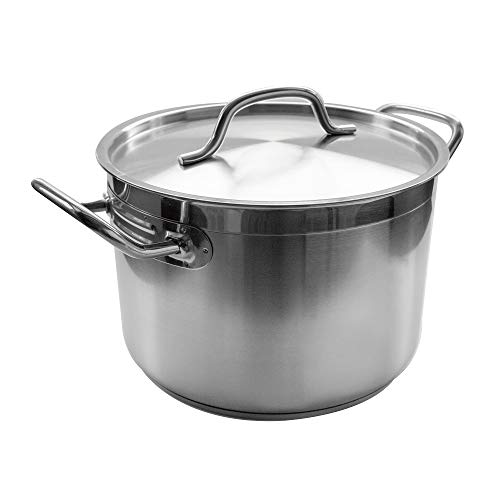 16 Qt Stainless Steel Stock Pot w/Cover, silver, SPS-16
