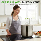 15-Quart Stainless Steel Stock Pot with Tempered Glass Lid - Induction Compatible Large Stockpot, Ideal for Stews & Soups, Dishwasher Safe - NCSP16 - view 3