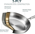 Stainless Steel Cookware Set - 20 PCS Pots and Pans Set with 3-Ply Stainless Steel Frying Pan, Professional Kitchen Cooking Set, Induction Compatible, Oven & Dishwasher Safe - view 4