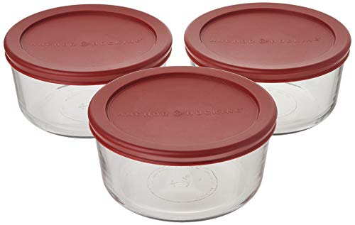 4 Cup Food Storage Containers with Red Lids (3)