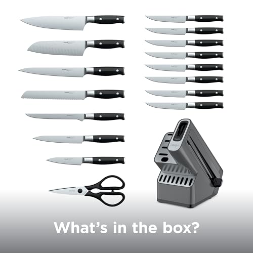 17Pc Knife Block Set, Built-in Sharpener, Black, K32017 - view 4