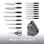 17Pc Knife Block Set, Built-in Sharpener, Black, K32017 - view 4