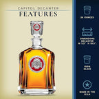 Ohio State Capitol Decanter | 24 OZ Whiskey Decanter for Liquor with Airtight Stopper | Expertly Crafted Pewter Glass Clear - view 3