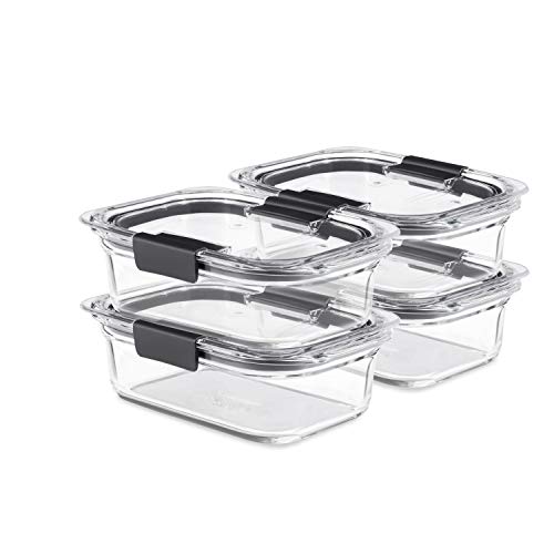 Brilliance Glass Storage Set of 4 Food Containers, Clear & Brilliance Glass Storage 3.2-Cup Food Containers with Lids, 4-Pack (8 Pieces Total), BPA Free and Leak Proof, Medium, Clear - view 5