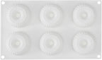 Pastry Tek 6 Cavities Donut Pans, 10 Ridge Design Donut Molds - Oven-Ready, Flexible, White Silicone Bagel Pans, Freezable, Easy Release - Restaurantware