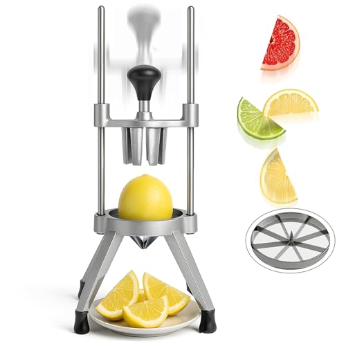 Commercial Easy Wedger Lemon Cutter Fruit Orange Lime Slicer 8 Section 304 Stainless Steel Blade Vegetable Tomatoe Potatoe Chopper Dicer for Home Bar Restaurant