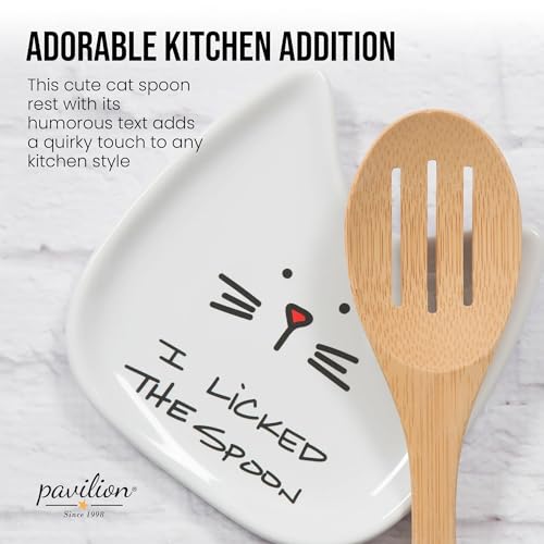 Blobby Cat, Cat Spoon Rest"I Licked the Spoon", 5", White - view 2