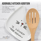 Blobby Cat, Cat Spoon Rest"I Licked the Spoon", 5", White - view 2