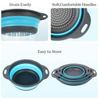 Collapsible Colander 3-Pack Set Space-Saving Foldable Kitchen Strainer with Non-Slip Base Durable Thickened PP+TPE Collapsible Strainers for Pasta, Vegetables, Fruits (Gray-Blue) - view 4