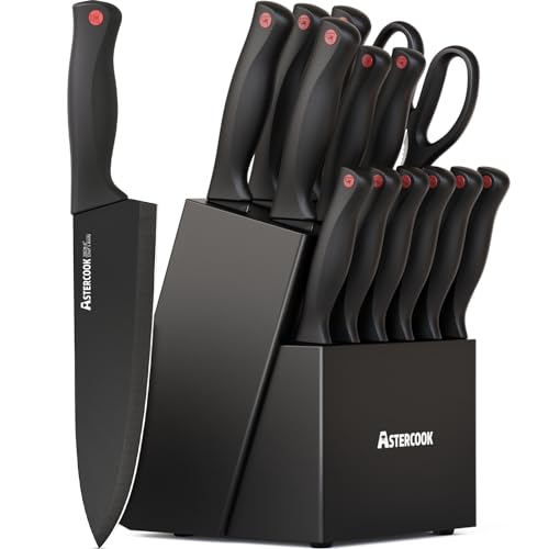 Knife Set for Kitchen with Block and Sharpener 15pcs German