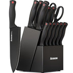 Knife Set for Kitchen with Block and Sharpener 15pcs German