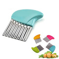 Crinkle Cutter Cutting Tool French Fry Slicer Potato Cutter Blue 1pcs