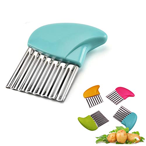 Crinkle Cutter Cutting Tool French Fry Slicer Potato Cutter Blue 1pcs