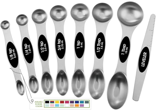 Stainless Steel Magnetic Measuring Spoons Set of 8, Black