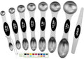 Stainless Steel Magnetic Measuring Spoons Set of 8, Black