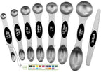 Stainless Steel Magnetic Measuring Spoons Set of 8, Black