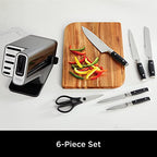 Foodi StaySharp Knife Block with Integrated Sharpener, 6-Piece Set [K32006UK] Stainless Steel, Scissors, Silver/Black - view 2