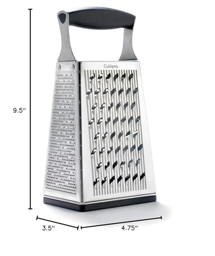 Stainless Steel Cheese Grater with Handle, 4 Sided Box Grater for Kitchen, Ginger Grater Dishwasher Safe, Fruit and Vegetables Slicer, Cheese Shredder for Potato, Chocolate, Parmesan, Ginger - view 6