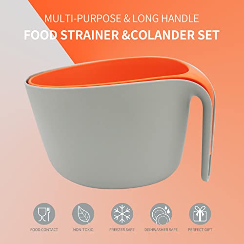 2 in 1 Colander with Long Handle Strainer and Mixing Bowl - view 2
