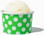 UNIQ 1000-Count 4 oz Polka Dot Paper Ice Cream Cups Green Color | Disposable Food & Dessert Bowls in Multiple Colors | Frozen Dessert Supplies