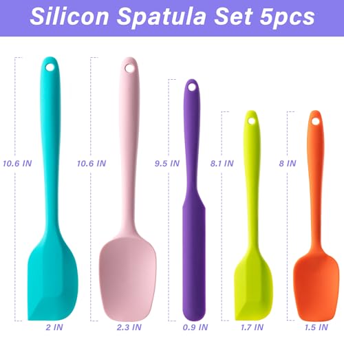 Silicone Spatula Set,5 Piece Food Grade Rubber Spatulas,Multicolor - view 2