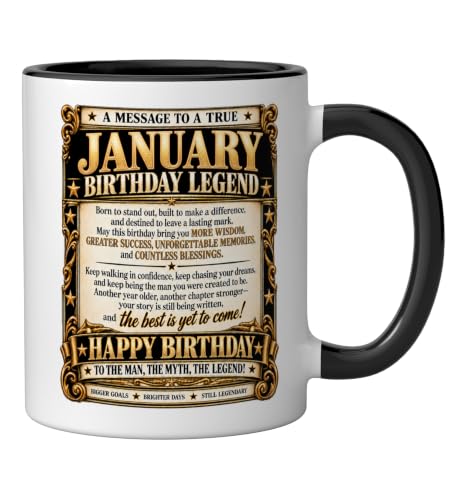 January Birthday King Born January Man Front Page Newspaper Ceramic Mug, Black/White, 11oz - view 2