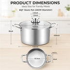8 Quart Stock Pot, Tri-Ply Stainless Steel Pasta Pot with Lid - view 2