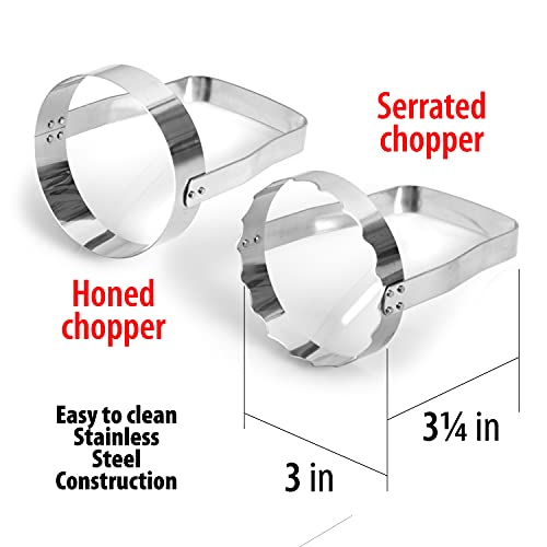 Hand Food Chopper Set - 1 Serrated & 1 Honed Stainless Steel Handheld Veggie Cutter with Handle for Salad, Fruit, Vegetables, Nuts, Biscuit, Cookie & Pastry - Easy to Use & Clean - Pack of 2 - view 2