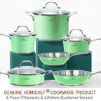 10-Piece Mint Green Nickel Free Stainless Steel Cookware Set - Nickel Free Stainless Steel Pots and Pans Set - Healthy Non-Toxic Induction Cookware Sets - view 7