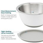 18/8 Stainless Steel Mixing Bowls Set with Lids,1.5,3 & 5 Qt,White - view 3