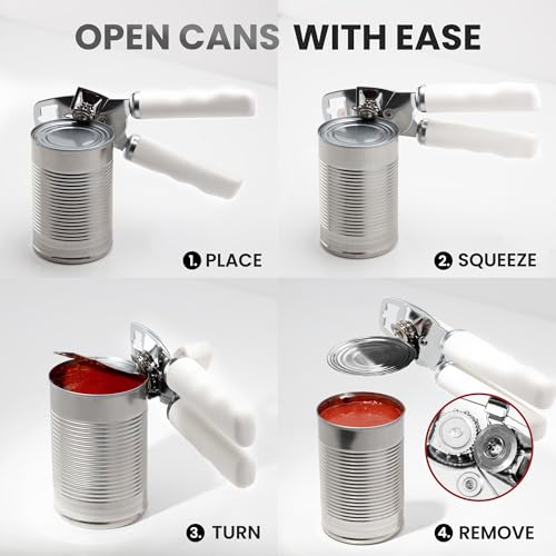 Manual Can Opener Heavy Duty Patented Stainless Steel, White - view 6