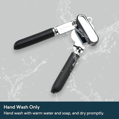 Manual Can Opener, Super Sharp Sandvik 12C27 Blade, Handheld Can Opener with Magnet, Smooth Edge Cut, Soft Grip, Oversized Knob for Seniors & Arthritis, Easy to Use, Black - view 5