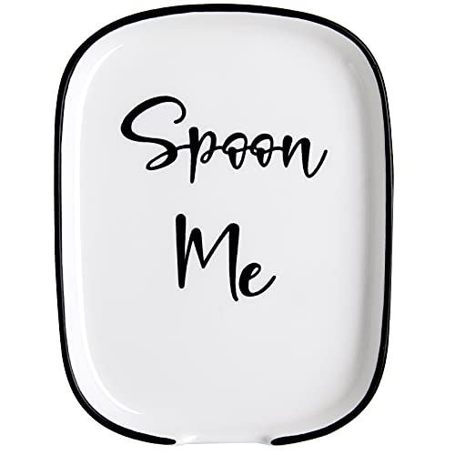Ceramic Spoon Rest for Stove Top, Large Spoon Holder for Kitchen Counter, White Coffee Spoon Rest, Heat-Resistant Cooking Utensil Rest, Modern Farmhouse Kitchen Décor