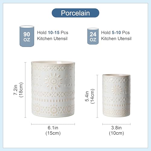Ceramic Utensil Holder Set of 2, 7.2'' & 5.4'' Kitchen Crocks - view 2