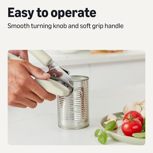 Manual Can Opener with Stainless Steel Construction, Soft Grip Handle, Linen Gray - view 4