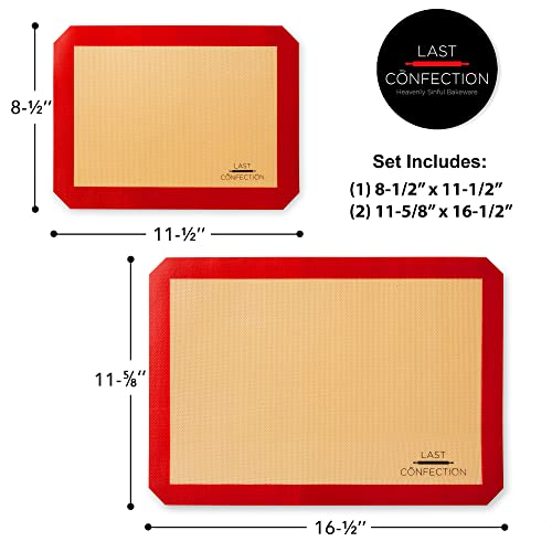 Silicone Baking Mat - Set of 3 Non-Stick Professional Food Safe Tray Pan Liners - 2 Half Sheet (11-5/8" x 16-1/2") 1 Quarter Sheet (8-1/2" x 11-1/2") - view 3