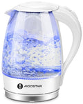 Electric Kettle, 1500W Glass Electric Tea Kettle Rapid Heating, Borosilicate Glass, Auto Shutoff and Boil-Dry Protection, Hot Water Boiler BPA Free and Cordless with LED Indicator, 1.7 Liter